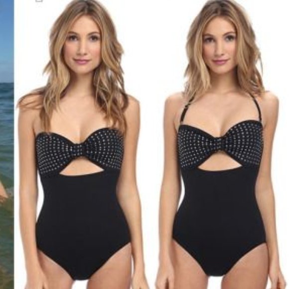 kate spade Other - NWT Kate Spade Swimsuit Bikini one piece BLK Georgica Beach Jewels Bandeau